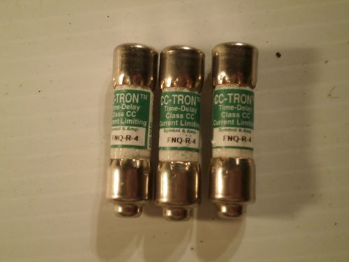 Lot of 3: new tron fnq-r-4, 4 a ,time delay,current limiting fuse class cc for sale