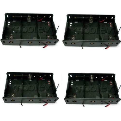 4 x battery box clip holder case for 3 x d size  r20 hr20 with 6&#039;&#039; wire leads for sale