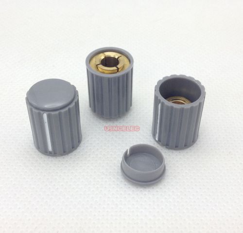 Grey Round Knobs,Flush brass inserts to fit 6mm shafts GK20-16-6J.5pcs