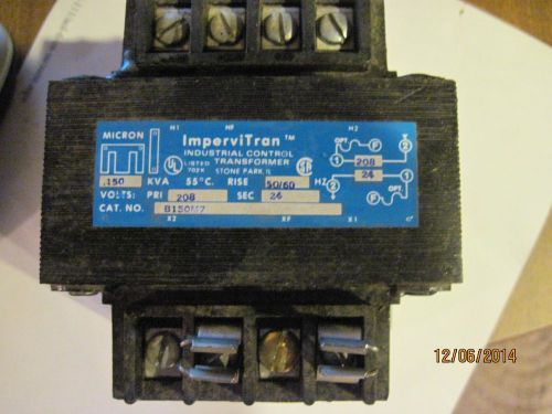 Micron impervitran b150m7 transformer  208 / 24 volts    .150 kva for sale