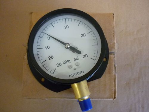Marsh/bellofram h1212 3.5 qual 1/4 npt 30&#034;hg x 30 psi gauge new for sale