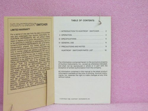 Huntron Manual HSR 210 Switcher Instruction Manual (1983). No Schematics