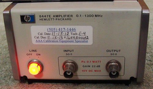 Hp - agilent 8447e 0.1 to 1300 mhz  amplifier w/ manual!  calibrated  ! for sale