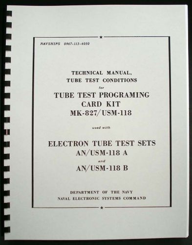 133 page 1968 tube test conditions for hickok cardmatic tube testers an/usm-118 for sale