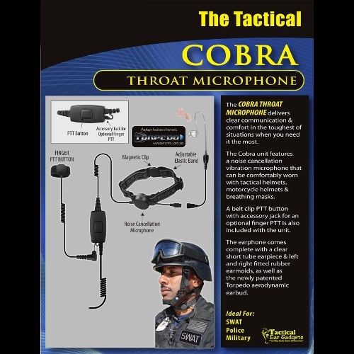 Cobra throat mic for motorola apx6000 apx7000 apx4000 for tactical police swat for sale