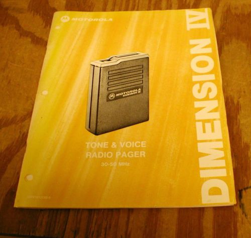 Motorola Dimension IV Pager, Low Band Tone &amp; Voice 30-50 mHz Service Manual