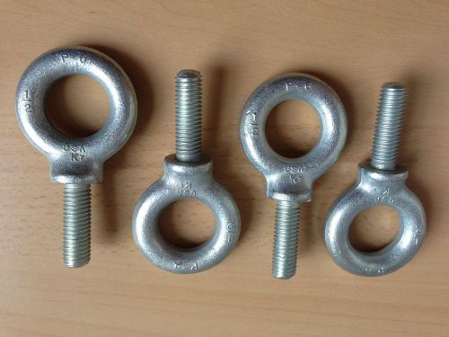 Quantity 4-new p-3 1/2&#034; x 13 tpi zinc steel shoulder eye bolt made in usa for sale