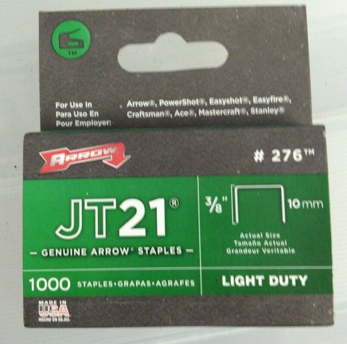 Arrow Fastener 276 Genuine JT21/T27 3/8-Inch Staples, 1,000-Count