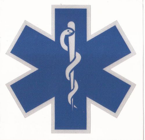 Reflective Star of Life 4&#034; X 4&#034; EMS Rescue Medic  Firefighter EMT