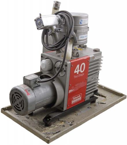 Edwards e2m40 two-stage rotary vane high vacuum pump w/leeson 2hp motor for sale