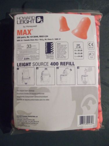 HOWARD LEIGHT EARPLUGS MAX #1013046 400 REFILL BAG (200 Pairs)