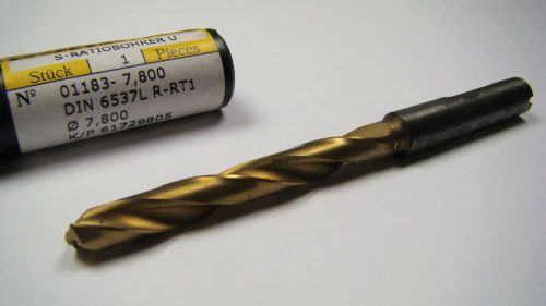 GUHRING Carbide Jobber Drill Bit 7.80mm 140 Deg 5xD TiN 1183 Coolant Fed [1907]