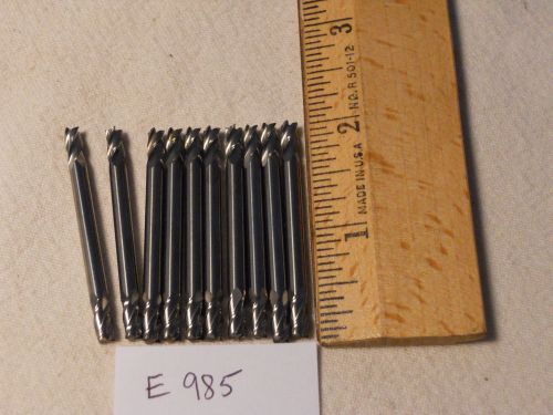 10 NEW 5/32&#034; SHANK CARBIDE ENDMILLS. 4 FLUTE. DOUBLE END MADE IN USA  {E985}