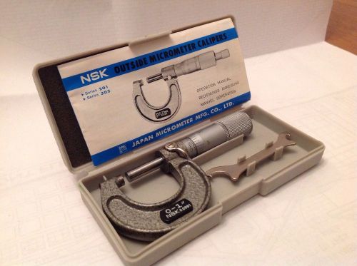 NSK Outside Micrometer 0-1&#034;(0.0001) w/Tungesten carbide tips,clamp +Ratchet stop