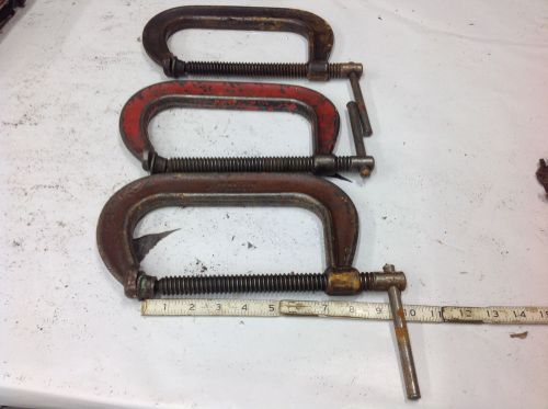 (3) Armstrong 406 Deep Throat Heavy Duty C-Clamp 0-6&#034; Opening USA- USED TOOL