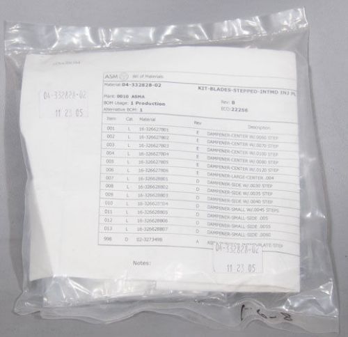 NEW ASM PN: 04-332828-02 Kit-Blades-Stepped-Intmd-Inj Plt, Injector Plate