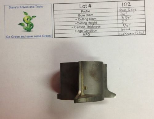 Lot 102  Spindle Shaper Cutter Carbide 3 Wing 3/4&#034; Bore Moulder Cnc Router