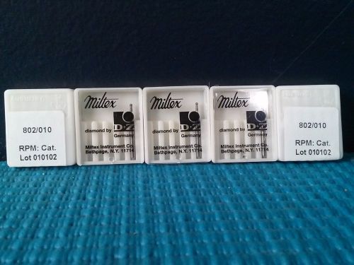 Unused (new) Miltex 802/010 Diamond dental burs (5 burs)