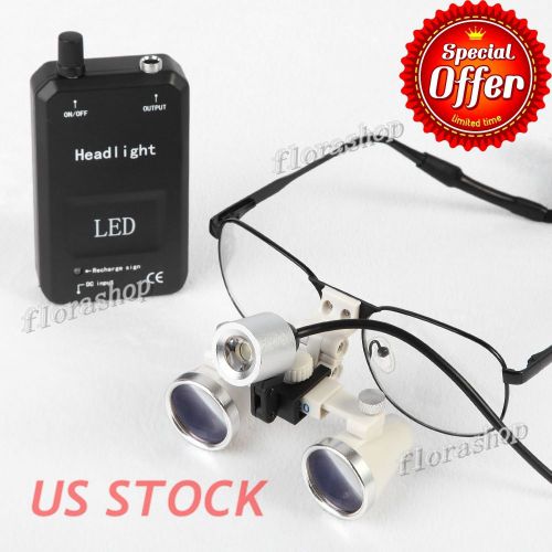 From US! Dental Surgical Binocular Loupes 3.5x420mm &amp; Portable Headlight LED