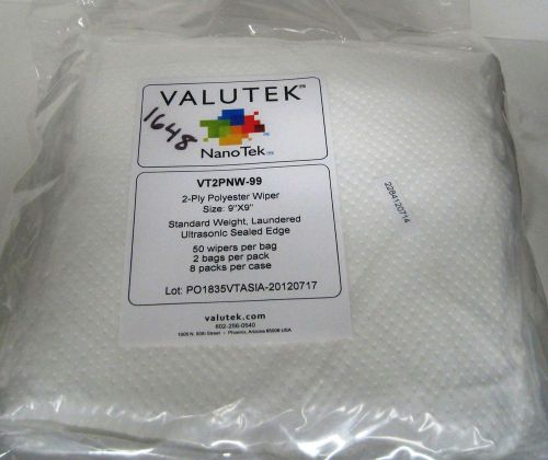 Valutek cleanroom standard weight wipes 9&#039; x 9&#034; vt2pnw-99 nib for sale
