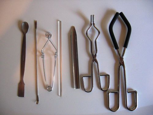 Lab tools tongs / scoop / spatulas / clamp / stir rod new for sale