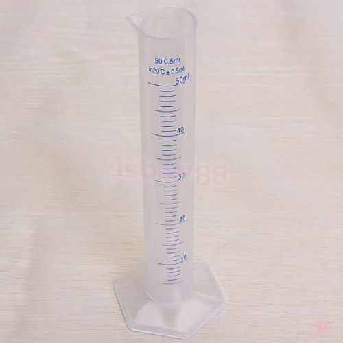 6x 50ml Transparent Plastic Graduated Laboratory Lab Test Measuring Cylinder