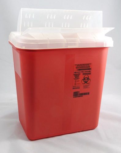 Case of 20 kendall 2 gallon h-drop waste container sharps red w/ clear lid 89671 for sale