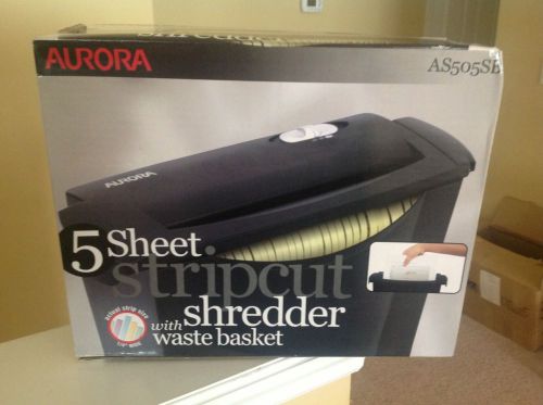 Aurora AS525SB 5 Sheet Strip Cut Paper Shredder w/Basket NEW Never Opened !!