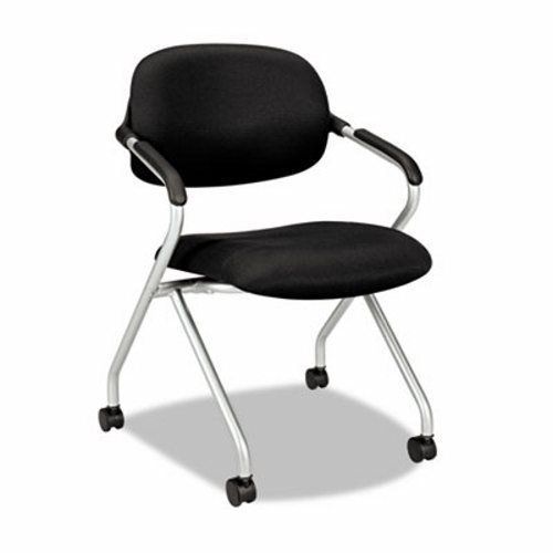 Basyx VL303 Mesh Back Nesting Arm Chair, Black/Silver (BSXVL303MM10X)