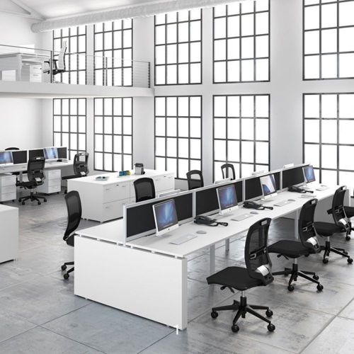 NEW - CALL CENTRE BENCH DESKS IN WHITE -  76 AVAILABLE