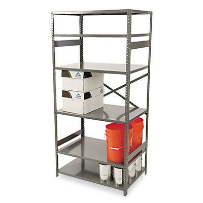 Commercial Steel Shelving, Six-Shelf, 36w x 24d x 75h, Medium Gray