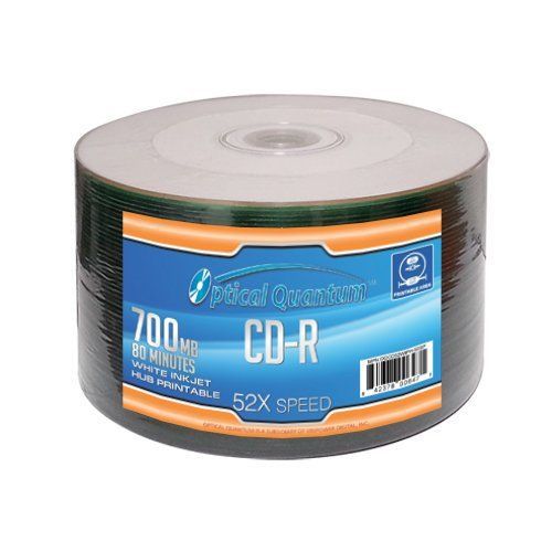 Optical Quantum 52x 700 MB 80 Minute White Inkjet Printable Recordable Disc CD-