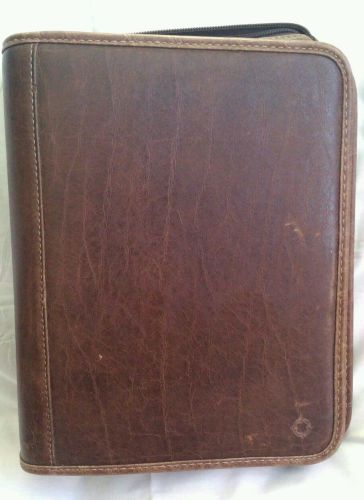 Franklin covey  brown leather 7-ring zippered binder. for sale