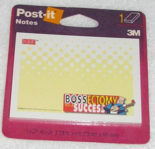NEW! RARE 1996 3M POST-IT NOTES DILBERT &#034;BOSSECTOMY WAS A SUCCESS&#034; - 40 SHEETS