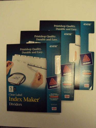 NIB AVERY 41416 Quality Clear Label  Easy INDEX MAKER Dividers 5 Tabs 3 Sets NEW