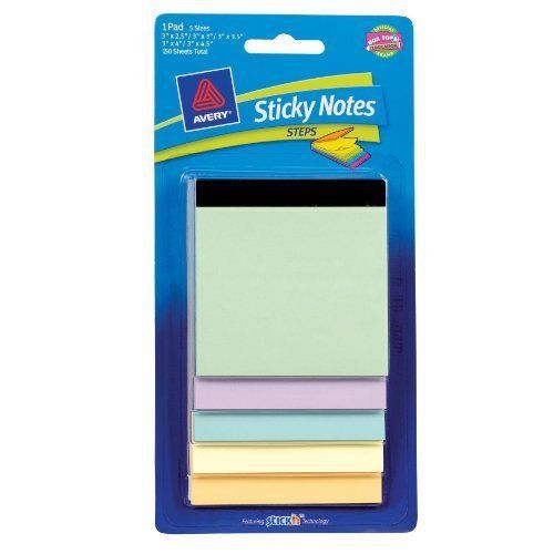 Avery Steps Sticky Notes Pad - Self-adhesive, Removable - 3&#034; X 2.50&#034;, (ave22593)