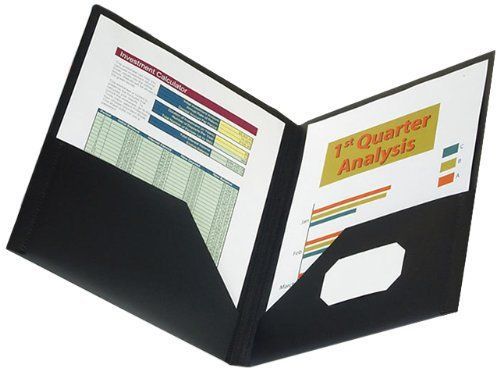 oxford viewfolio twin pocket folder letter size black (57442) pack of 25