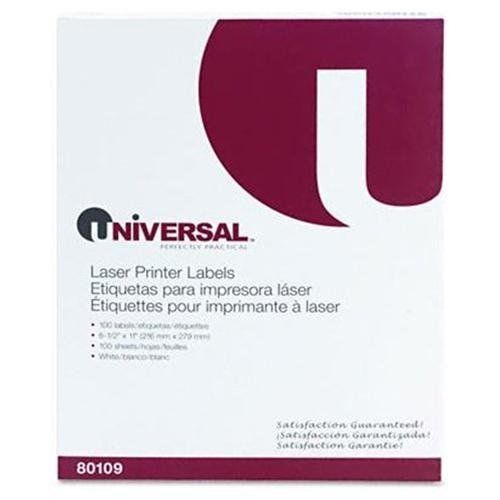 Universal Office Products 80109 Laser Printer Permanent Labels, 8-1/2 X 11,