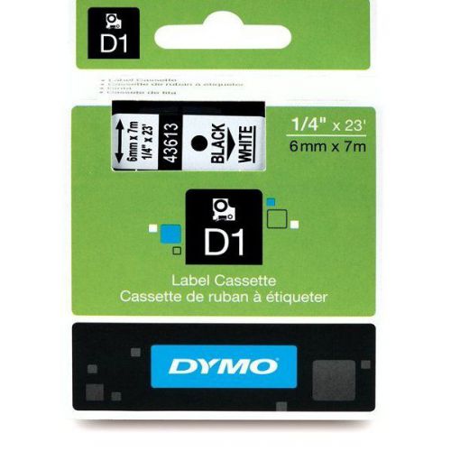 Dymo Label Maker Tape 1/4&#034;x23&#034; Black/White #43613