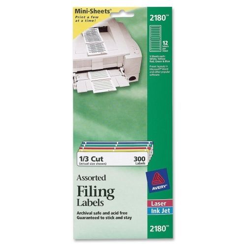 Avery Filing Mini-Sheet Label - 0.66&#034;Wx3.43&#034; L - 300 / Pack - Rectangle