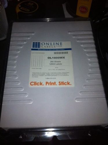 1.5&#034; x 1&#034; white labels, 50 up, 250 sheets/12,500 labels