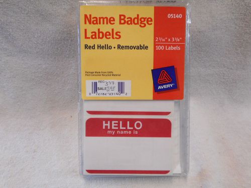 Avery Dennison Ave-5140 Name Badge Label - 3-3/8&#034; x 2-3/16&#034; Red &amp; White