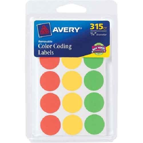 Avery Round Color Coding Labels - 3/4&#039;&#039;