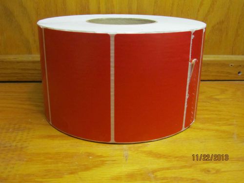 4&#034;x3&#034; Red Thermal Transfer Labels, Perforated, 3&#034; Core - 1,950 labels per roll