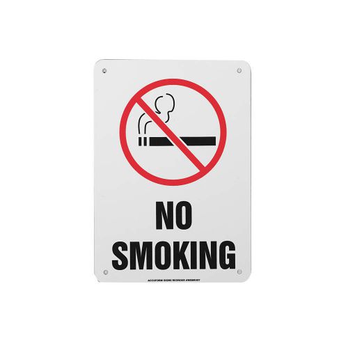 No Smoking Sign, 10 x 7In, R and BK/WHT, AL MSMK407VA