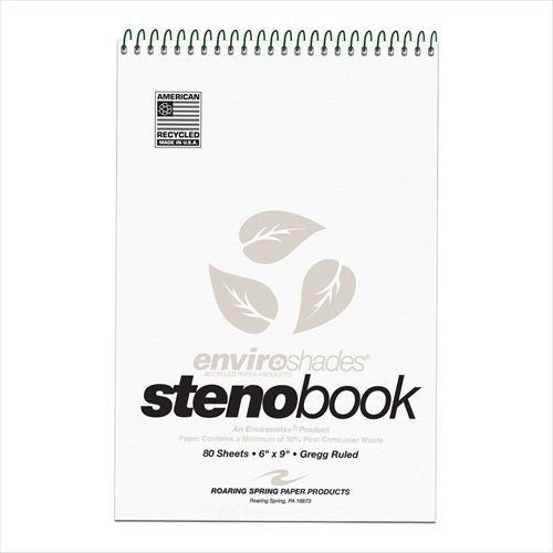 Roaring spring enviroshades gregg ruled steno book - 80 sheet - 15 lb - (12274) for sale