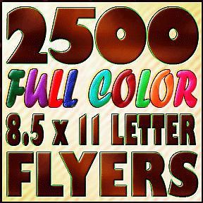 2500 8.5x11 (Letter Size) 2 Side Full Color Flyer Printing on 100Lb AQ
