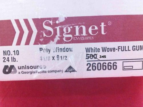 SIGNET  No 10 Poly Window Envelope Color White Wove 24 Lb 4 1/8x 9 1/2 (QTY 345)
