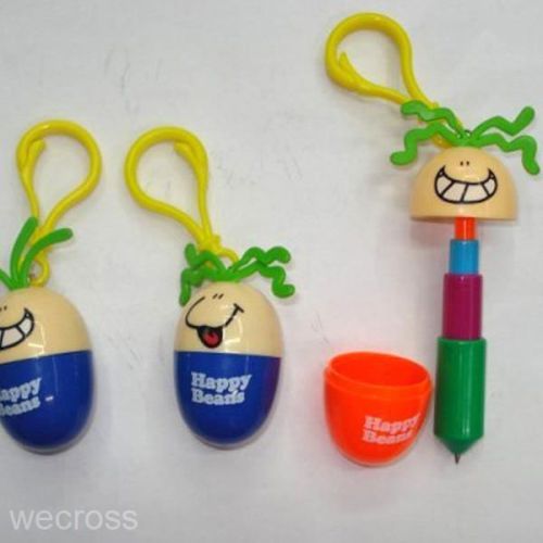 1pcs Egg Design Funny Face Kid GIft Retractable Ballpoint Ball Pen Keychain New