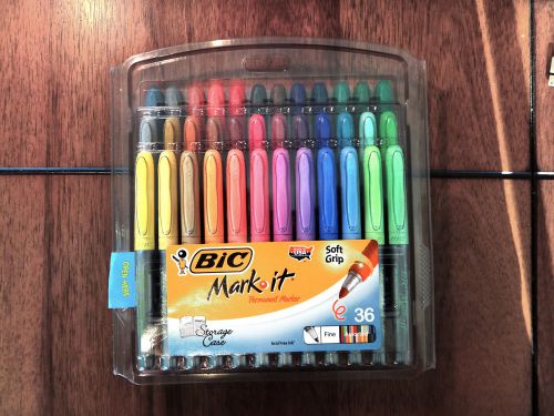 New unopened mark-it 36 color - bic sharpie + free shipping &amp; case !made in usa for sale